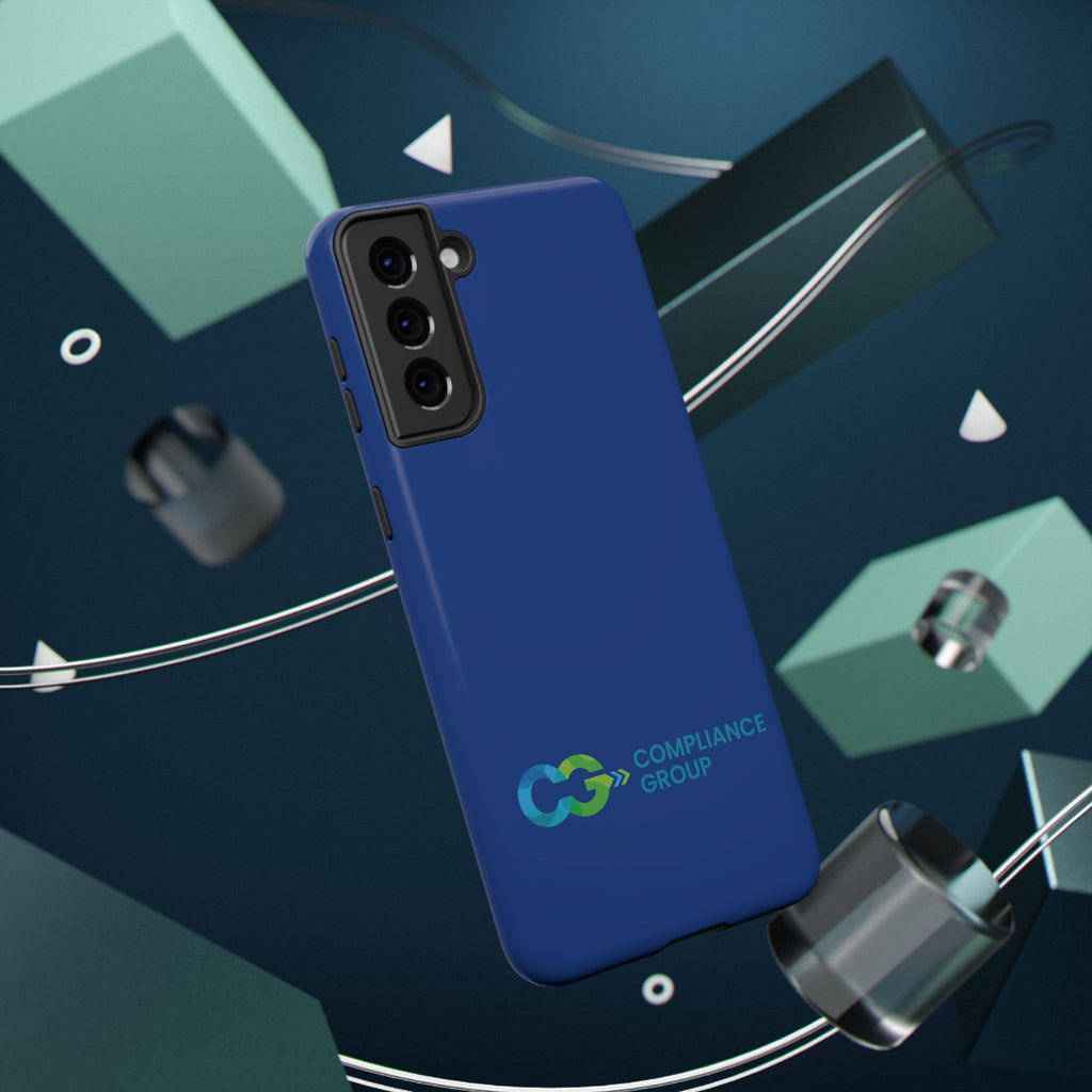Impact-Resistant Phone Case — Navy with Compliance Group Logo