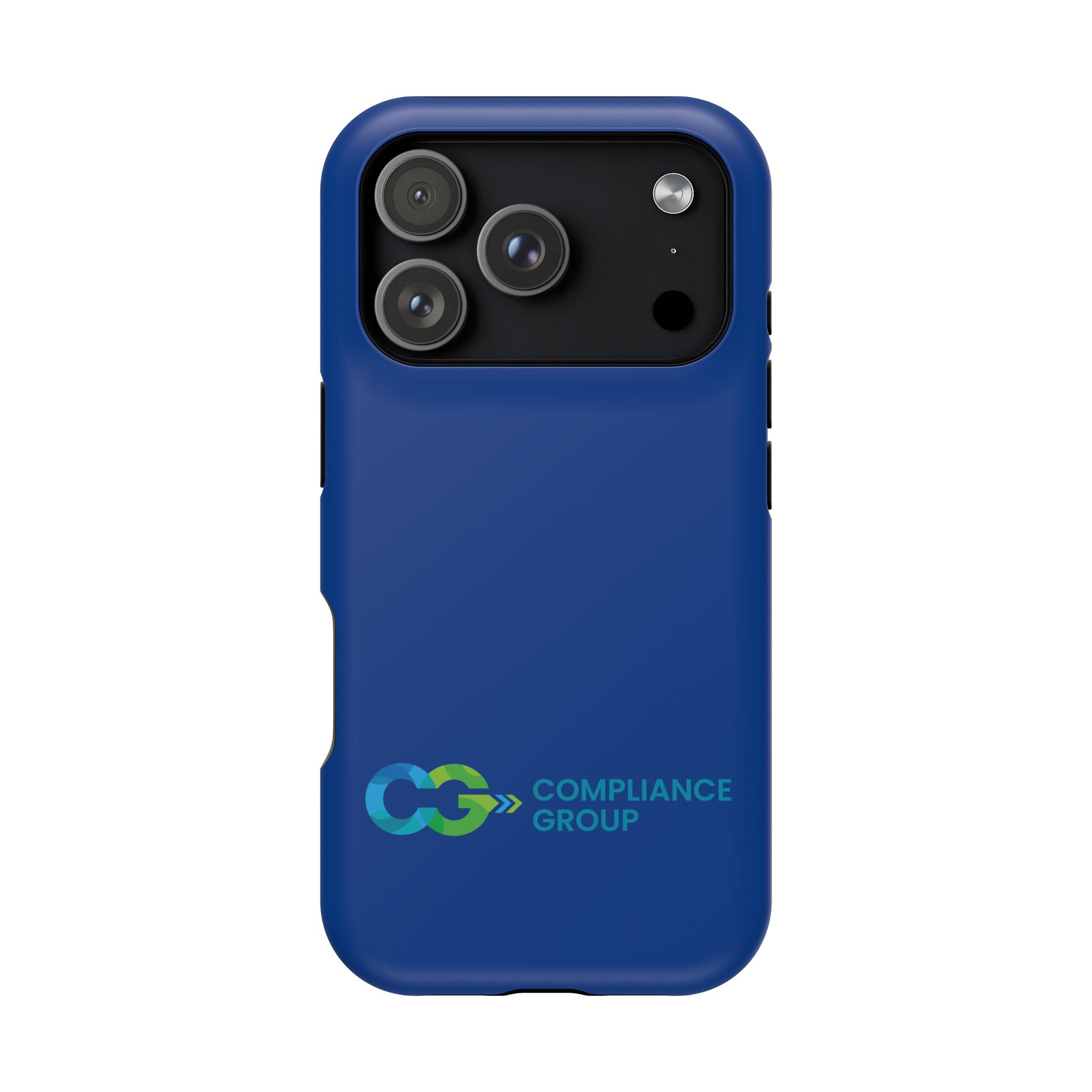 Impact-Resistant Phone Case — Navy with Compliance Group Logo