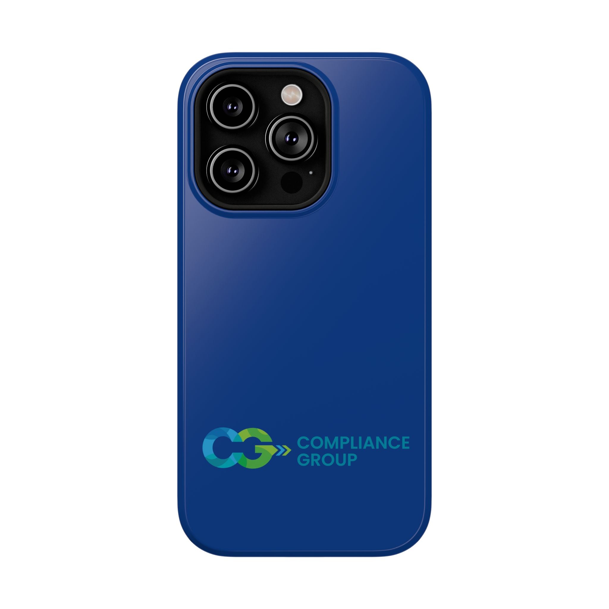 Impact-Resistant Phone Case — Navy with Compliance Group Logo