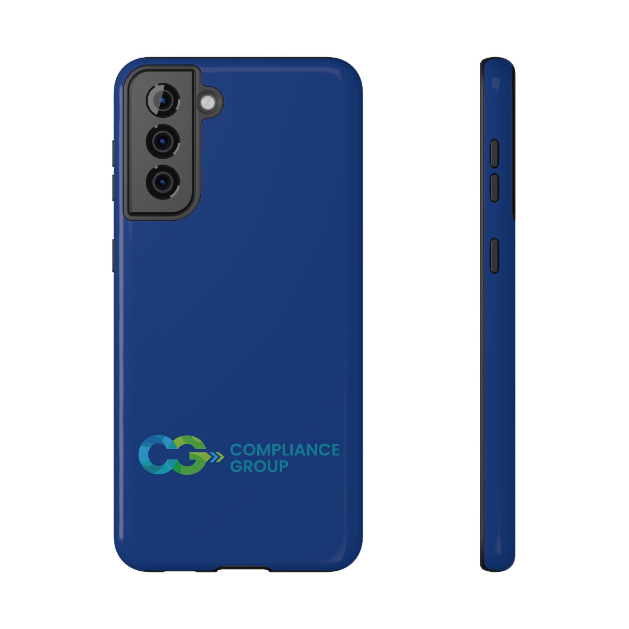 Impact-Resistant Phone Case — Navy with Compliance Group Logo