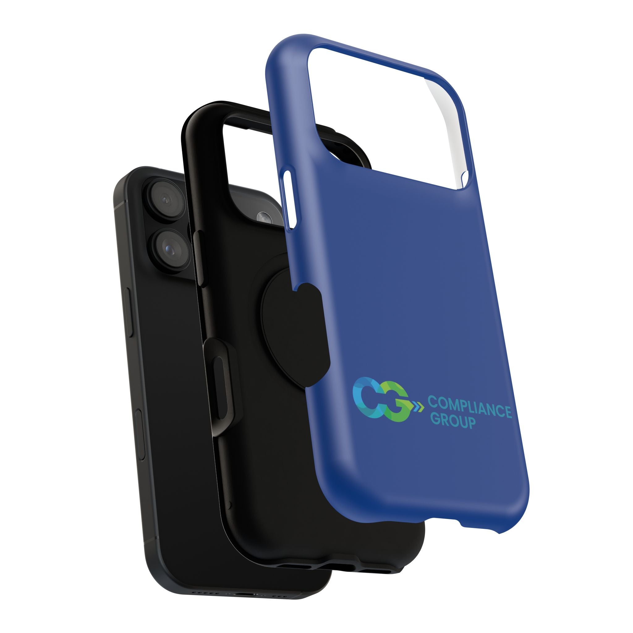 Impact-Resistant Phone Case — Navy with Compliance Group Logo