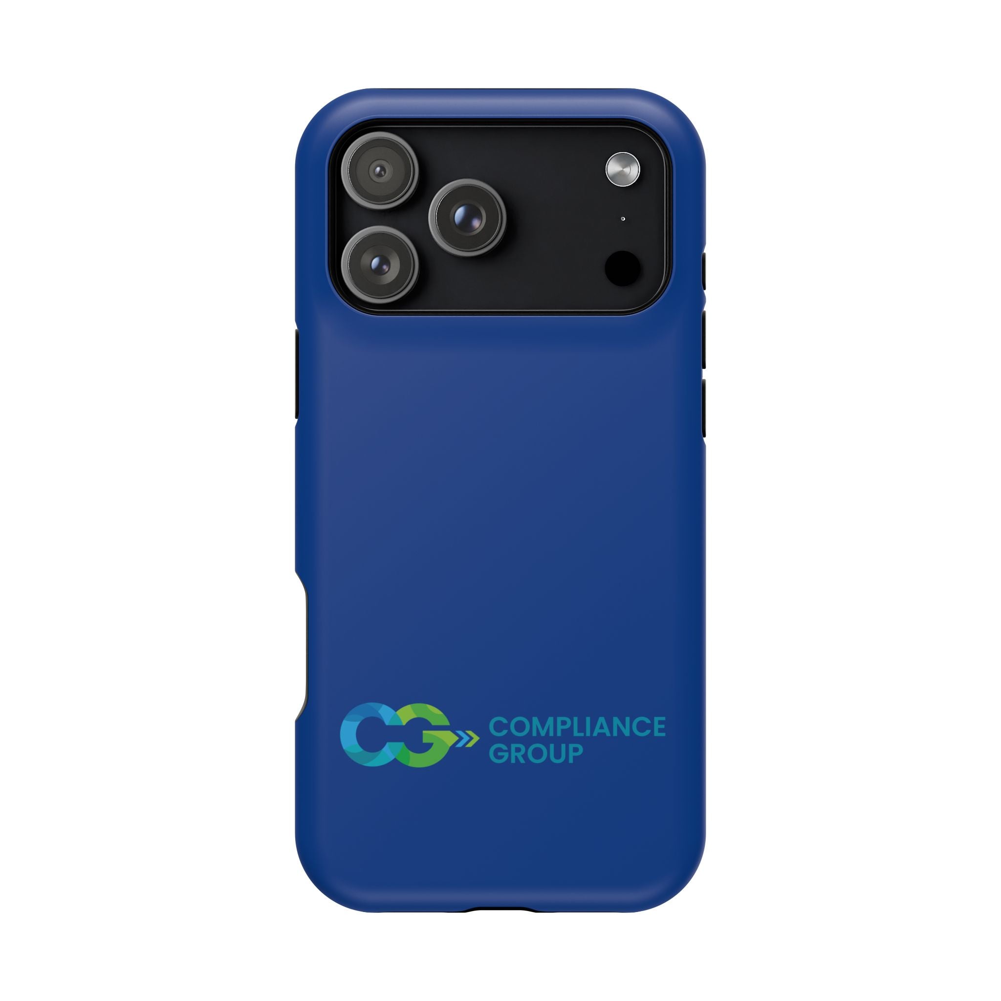 Impact-Resistant Phone Case — Navy with Compliance Group Logo