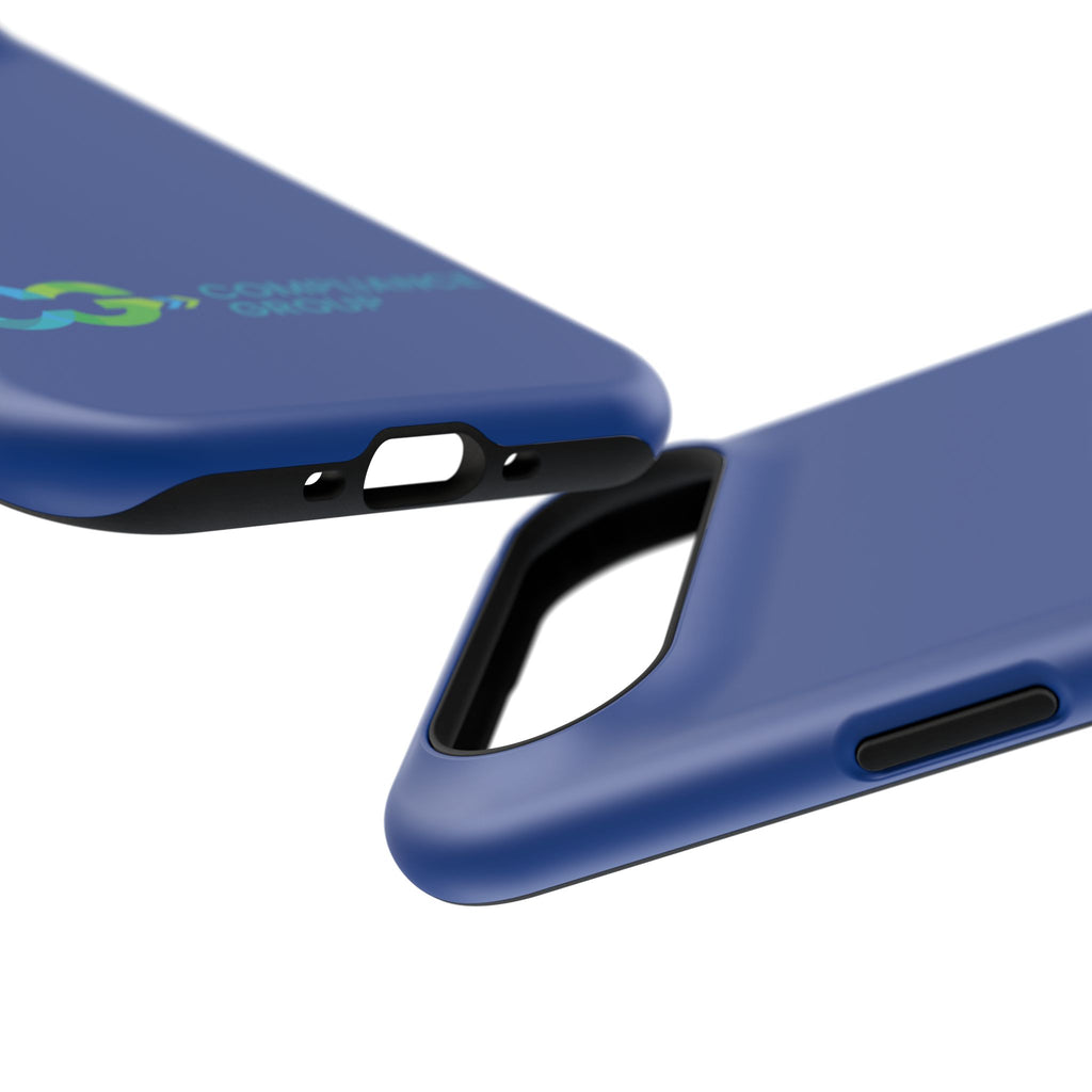 Impact-Resistant Phone Case — Navy with Compliance Group Logo