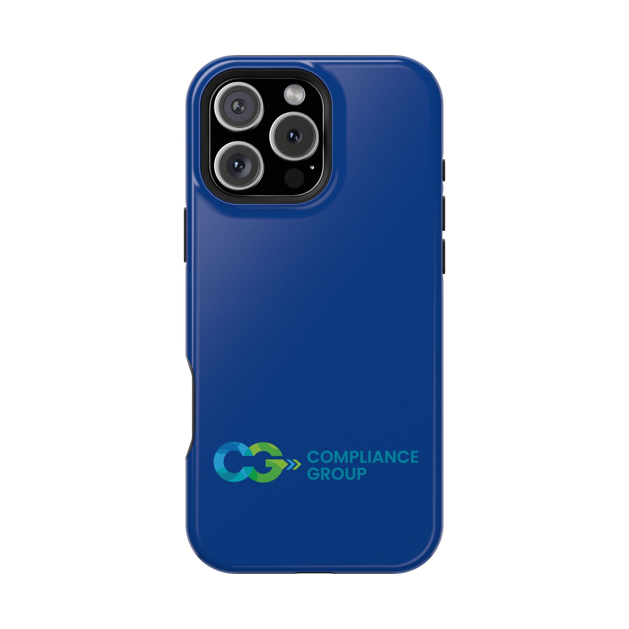 Impact-Resistant Phone Case — Navy with Compliance Group Logo