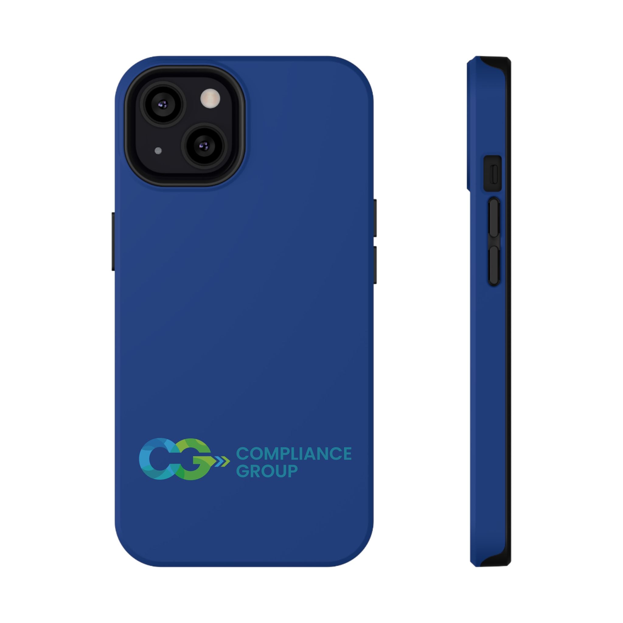 Impact-Resistant Phone Case — Navy with Compliance Group Logo