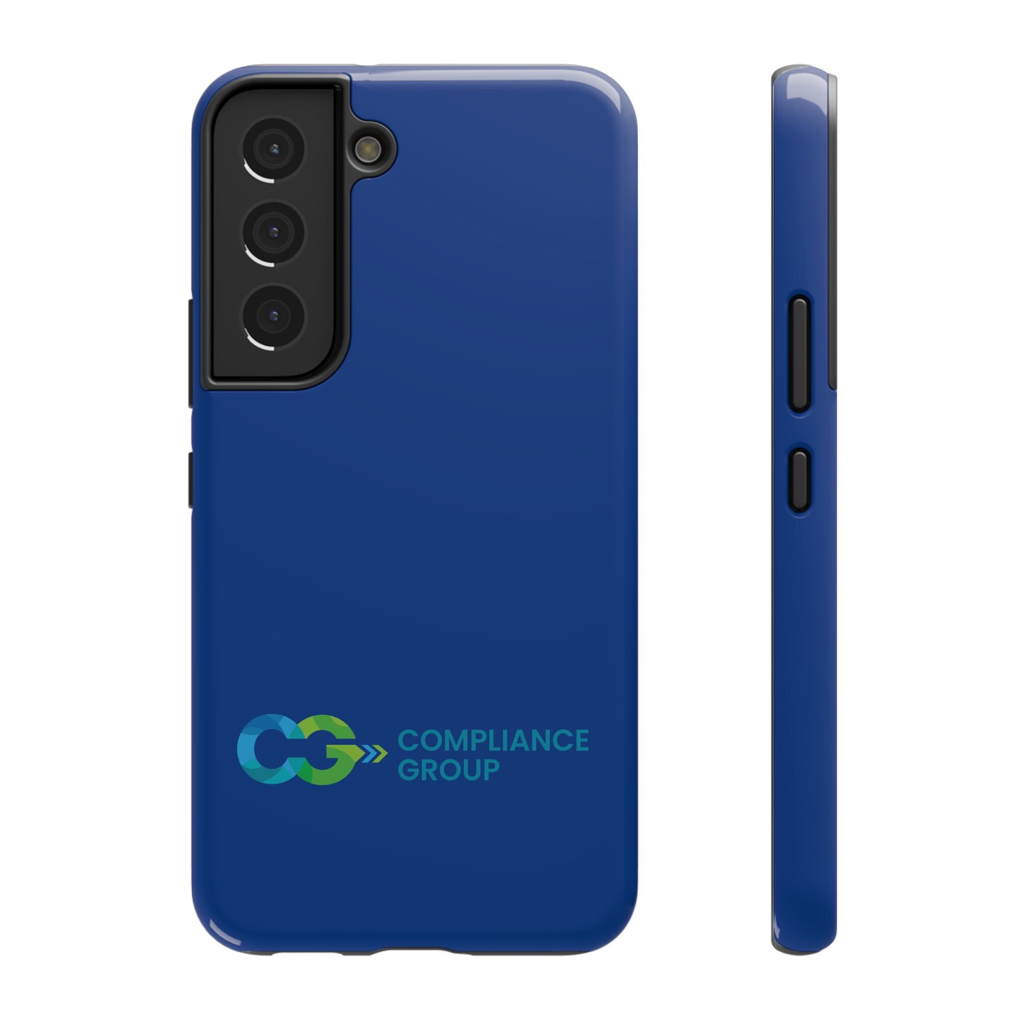 Impact-Resistant Phone Case — Navy with Compliance Group Logo