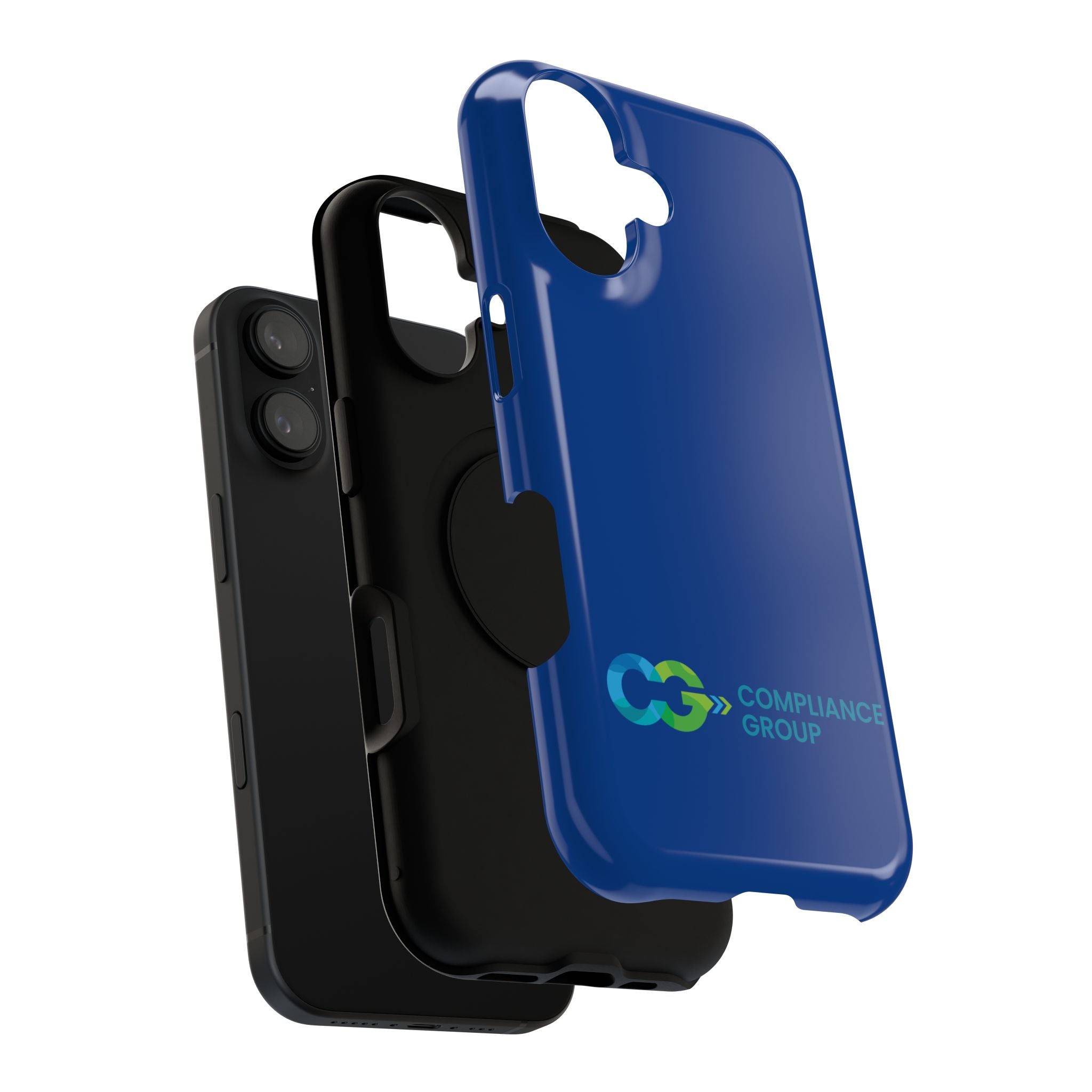 Impact-Resistant Phone Case — Navy with Compliance Group Logo