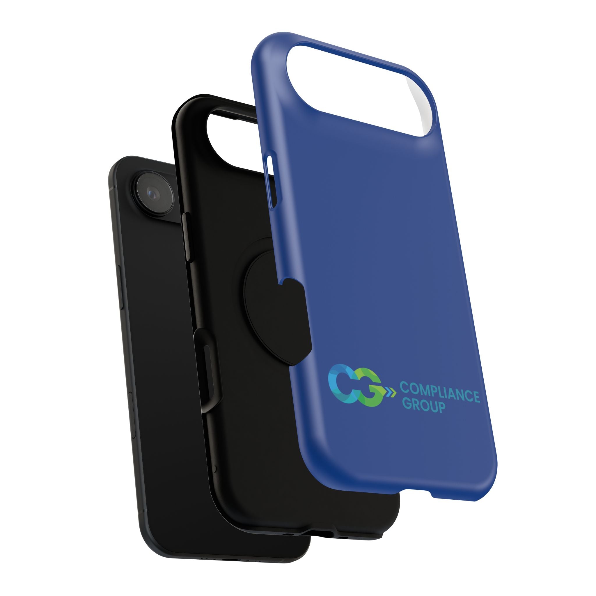 Impact-Resistant Phone Case — Navy with Compliance Group Logo