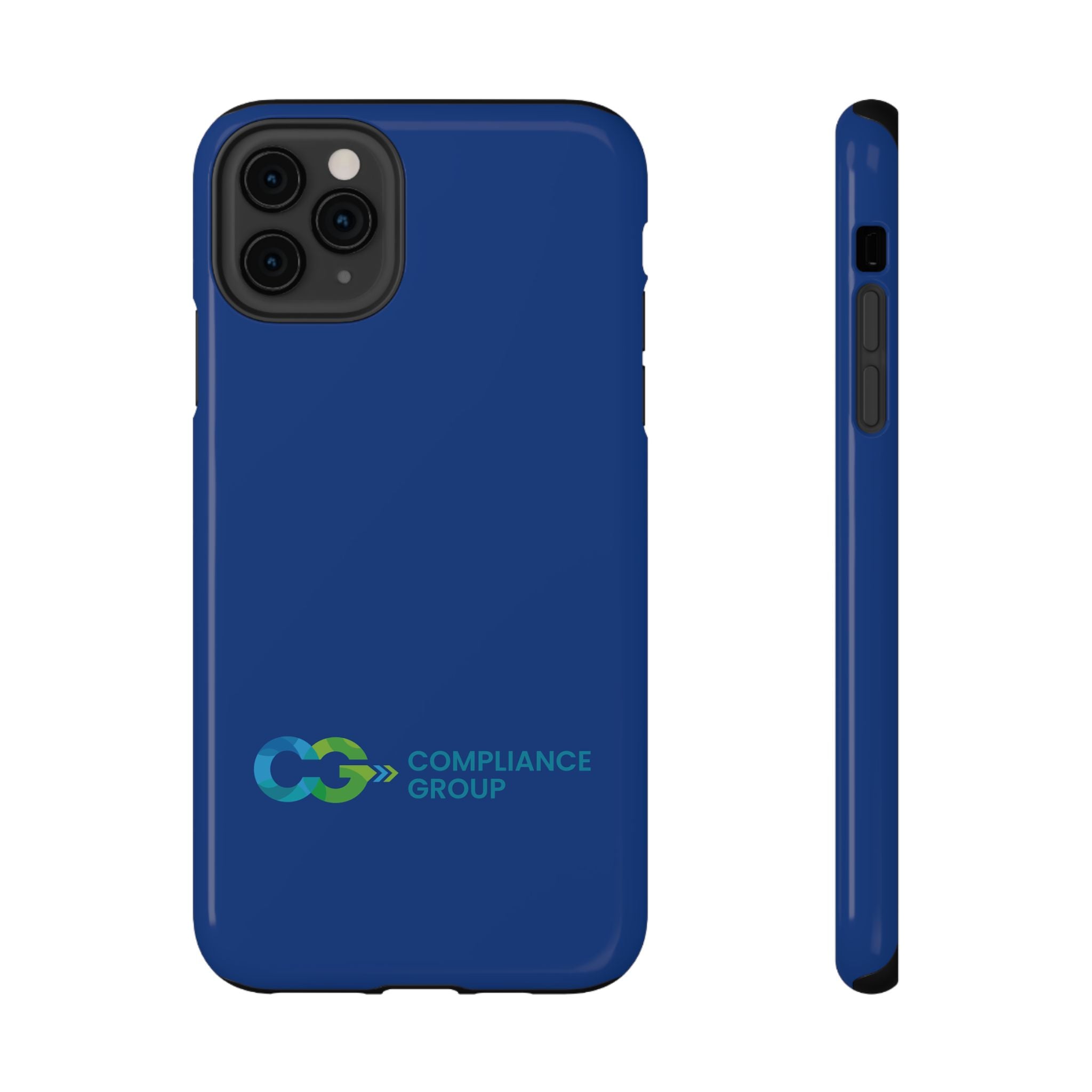 Impact-Resistant Phone Case — Navy with Compliance Group Logo