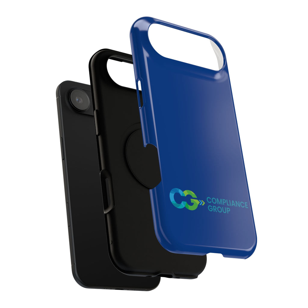 Impact-Resistant Phone Case — Navy with Compliance Group Logo