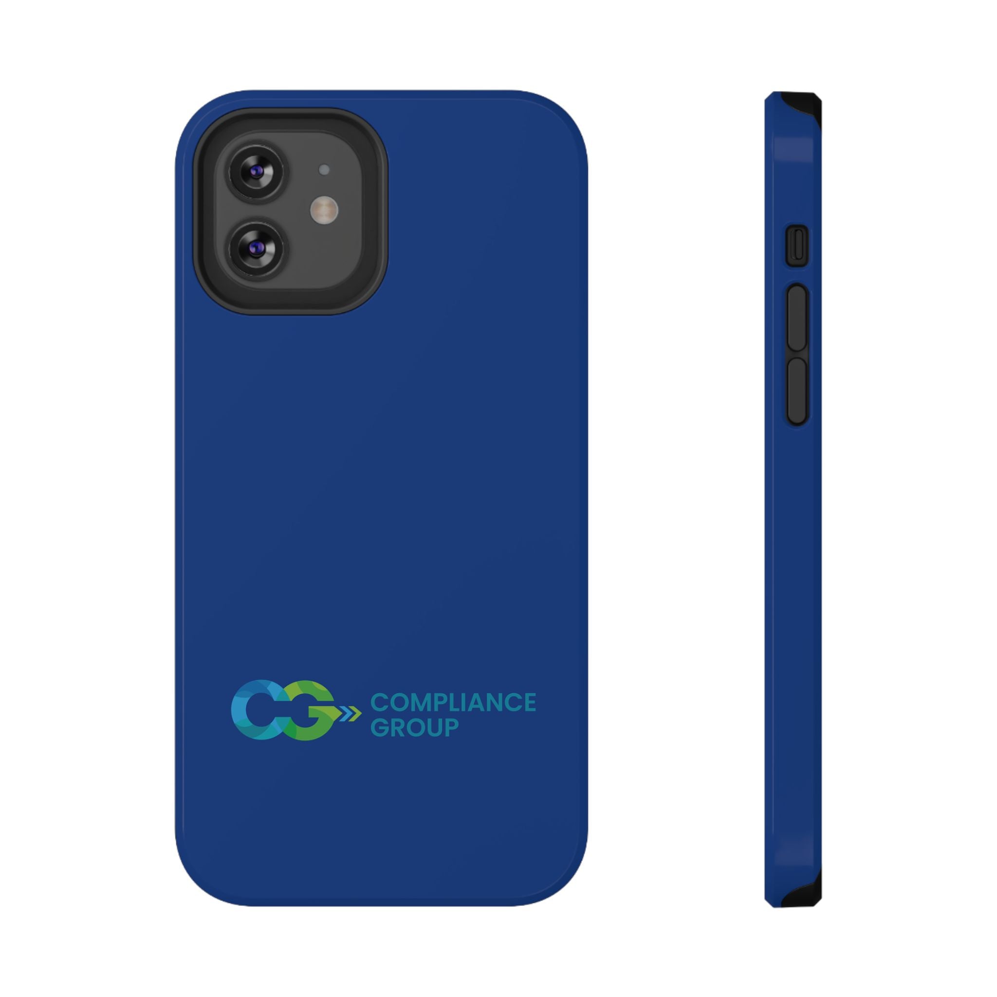 Impact-Resistant Phone Case — Navy with Compliance Group Logo