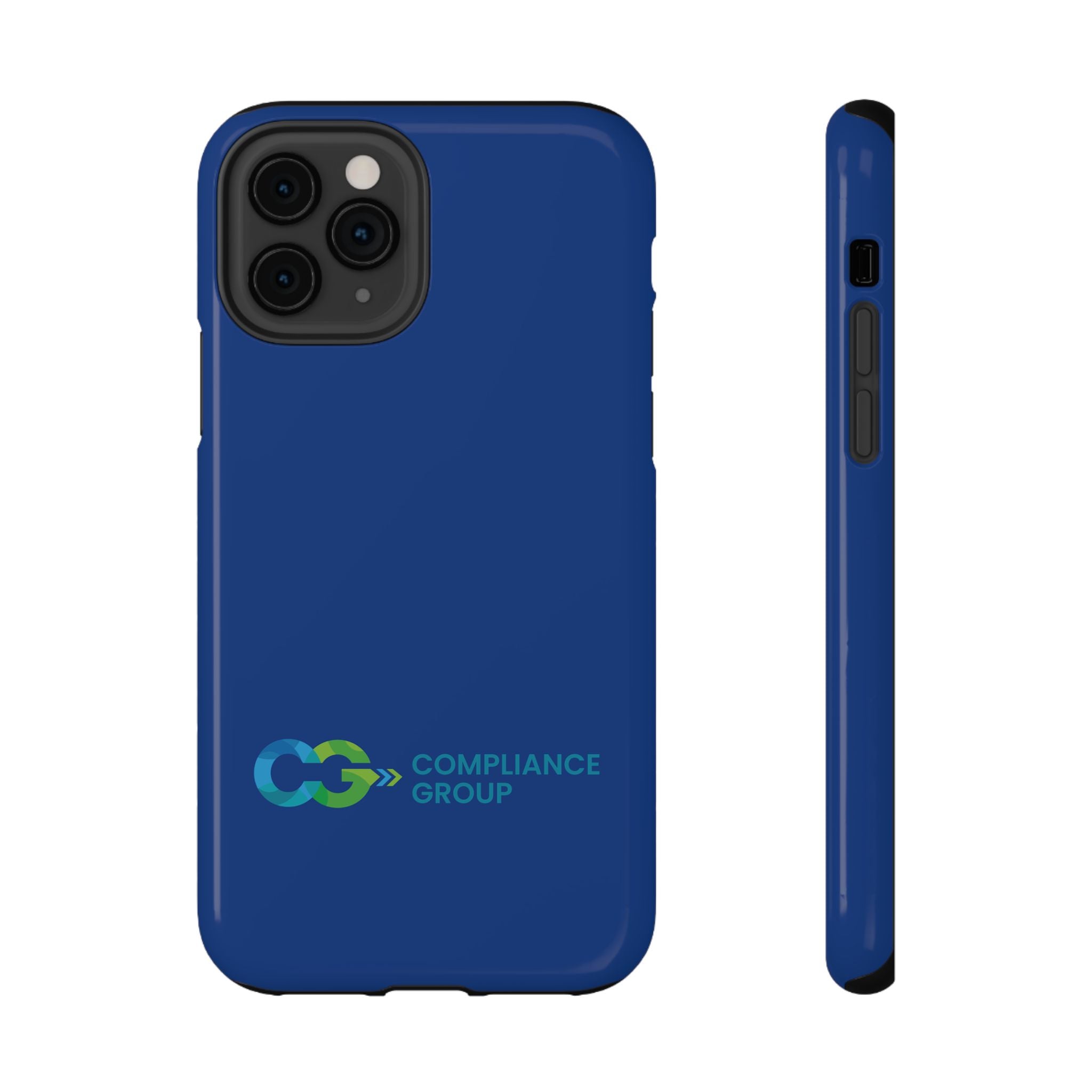 Impact-Resistant Phone Case — Navy with Compliance Group Logo