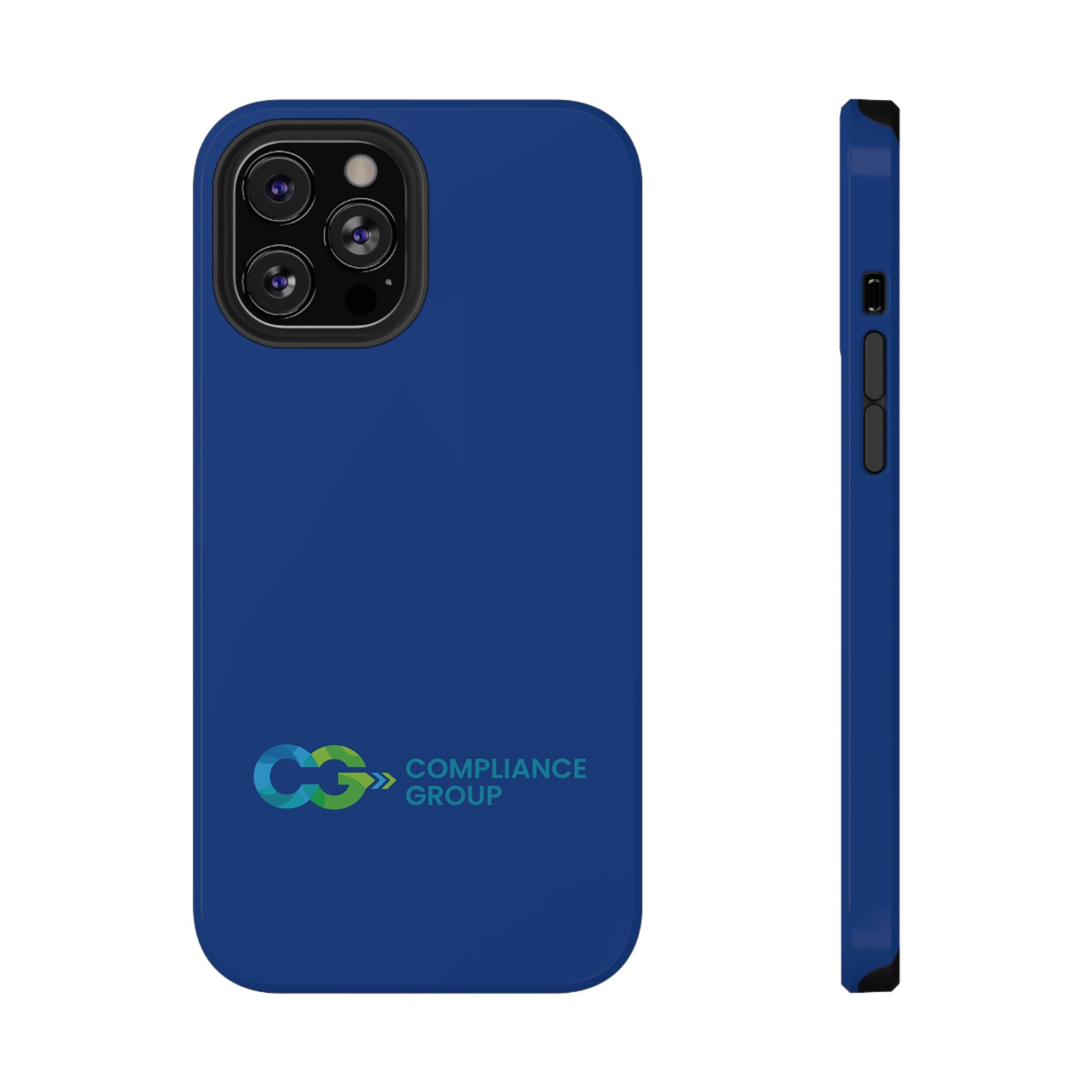 Impact-Resistant Phone Case — Navy with Compliance Group Logo