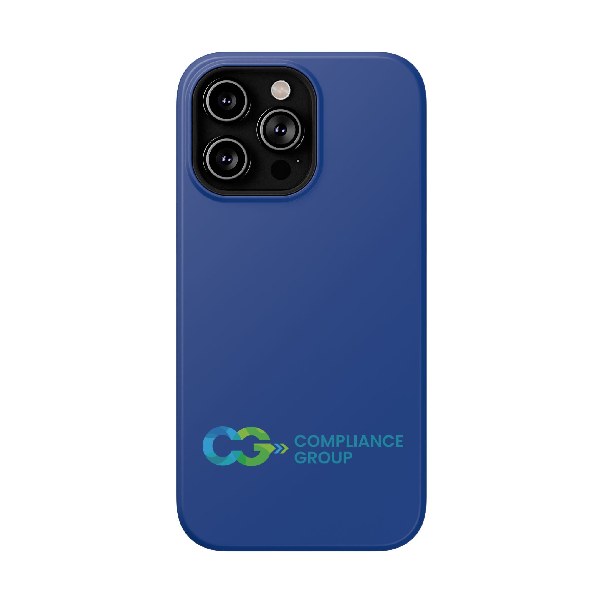 Impact-Resistant Phone Case — Navy with Compliance Group Logo