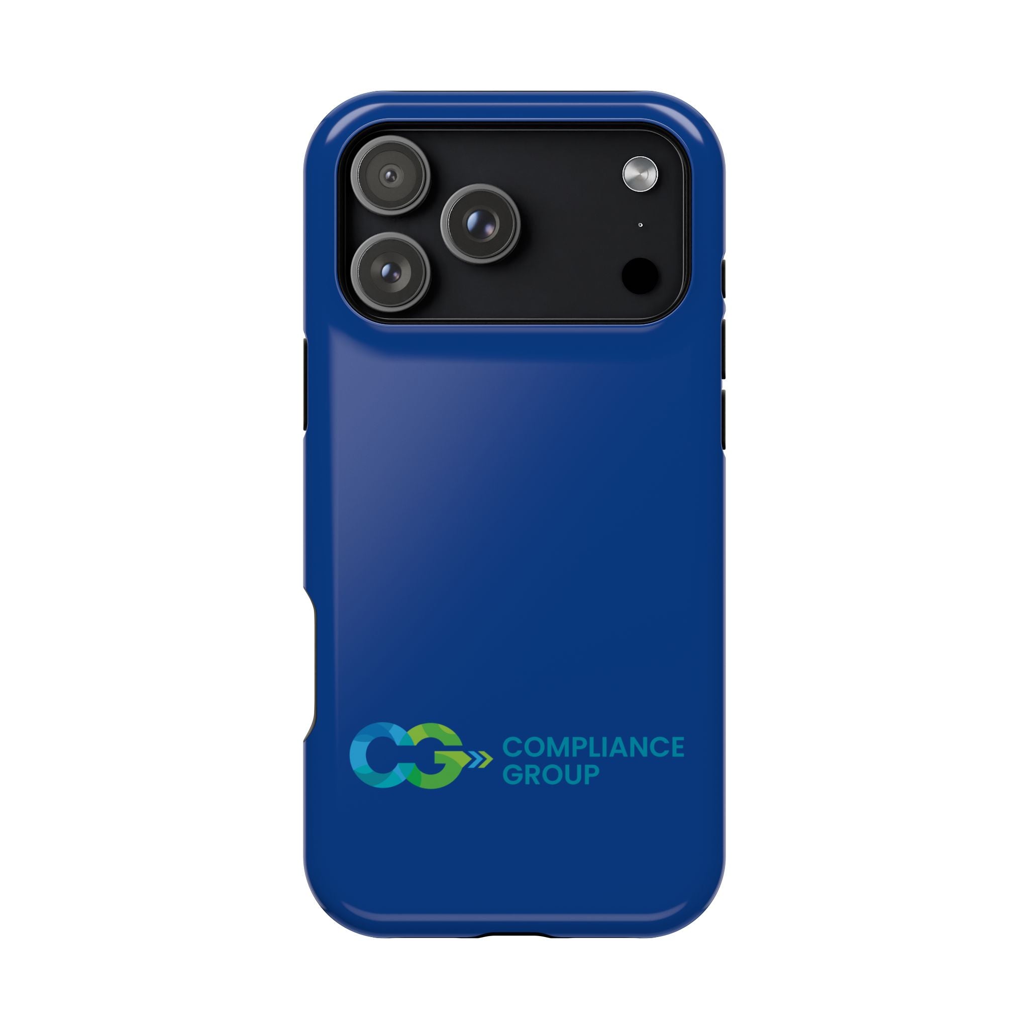 Impact-Resistant Phone Case — Navy with Compliance Group Logo