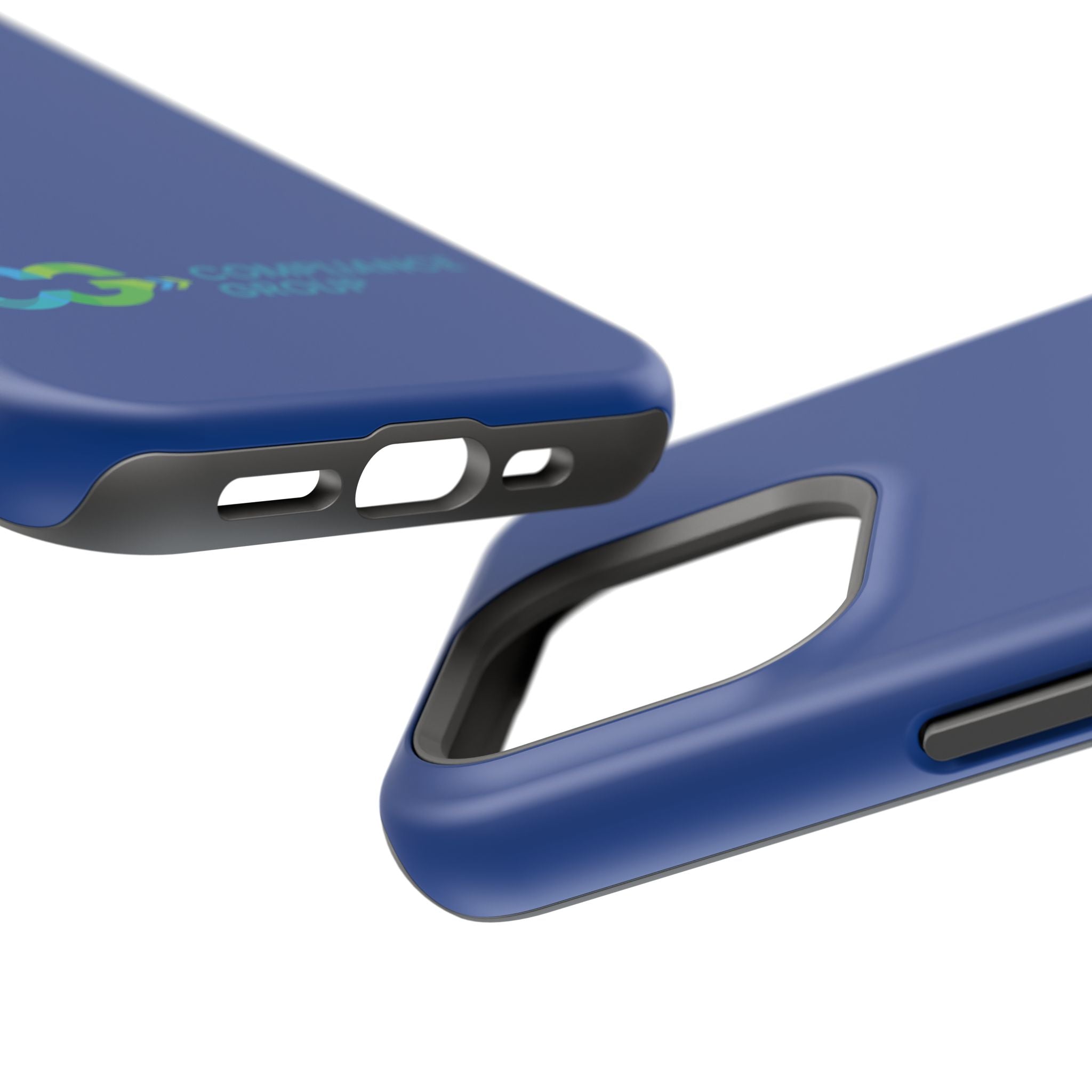 Impact-Resistant Phone Case — Navy with Compliance Group Logo