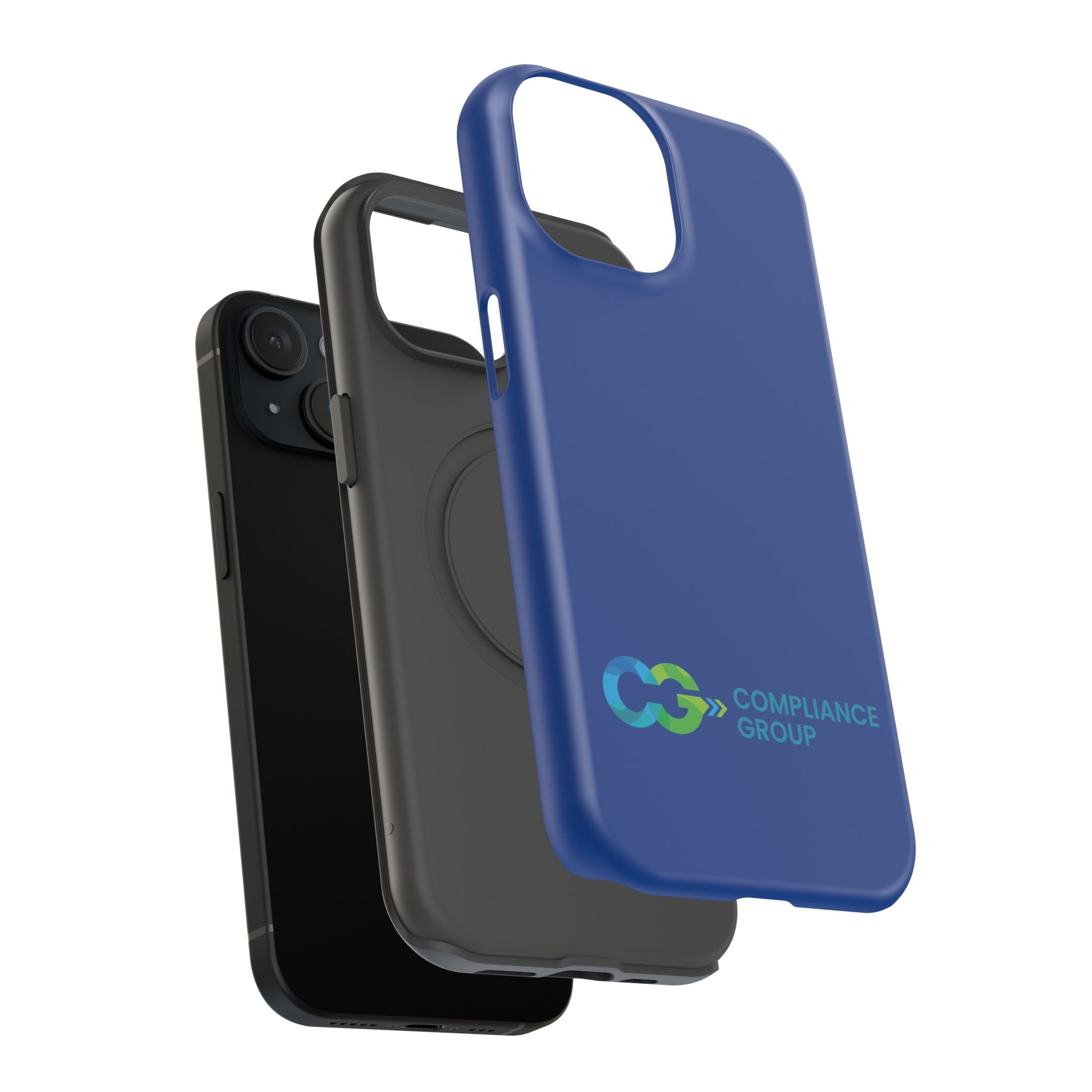 Impact-Resistant Phone Case — Navy with Compliance Group Logo