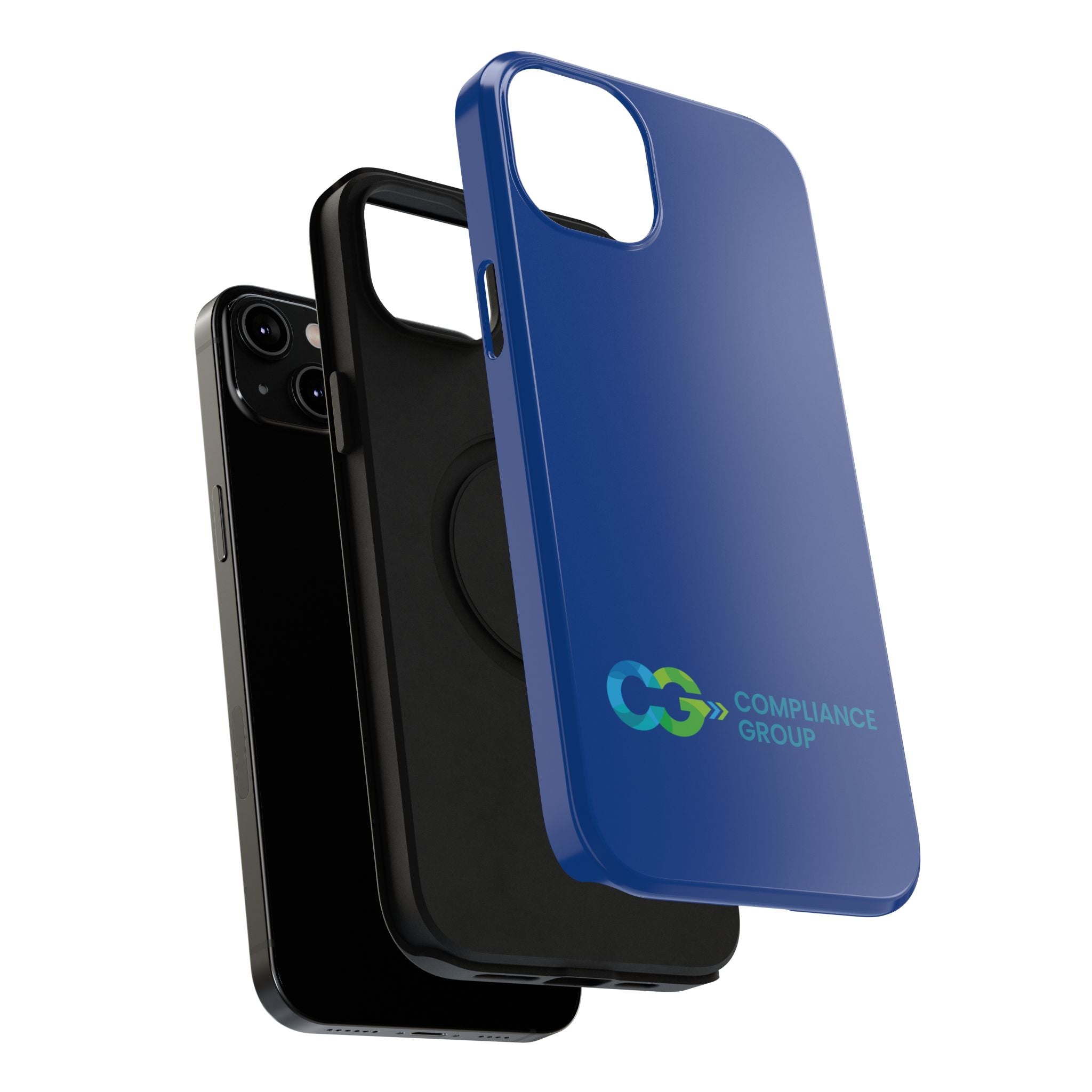 Impact-Resistant Phone Case — Navy with Compliance Group Logo