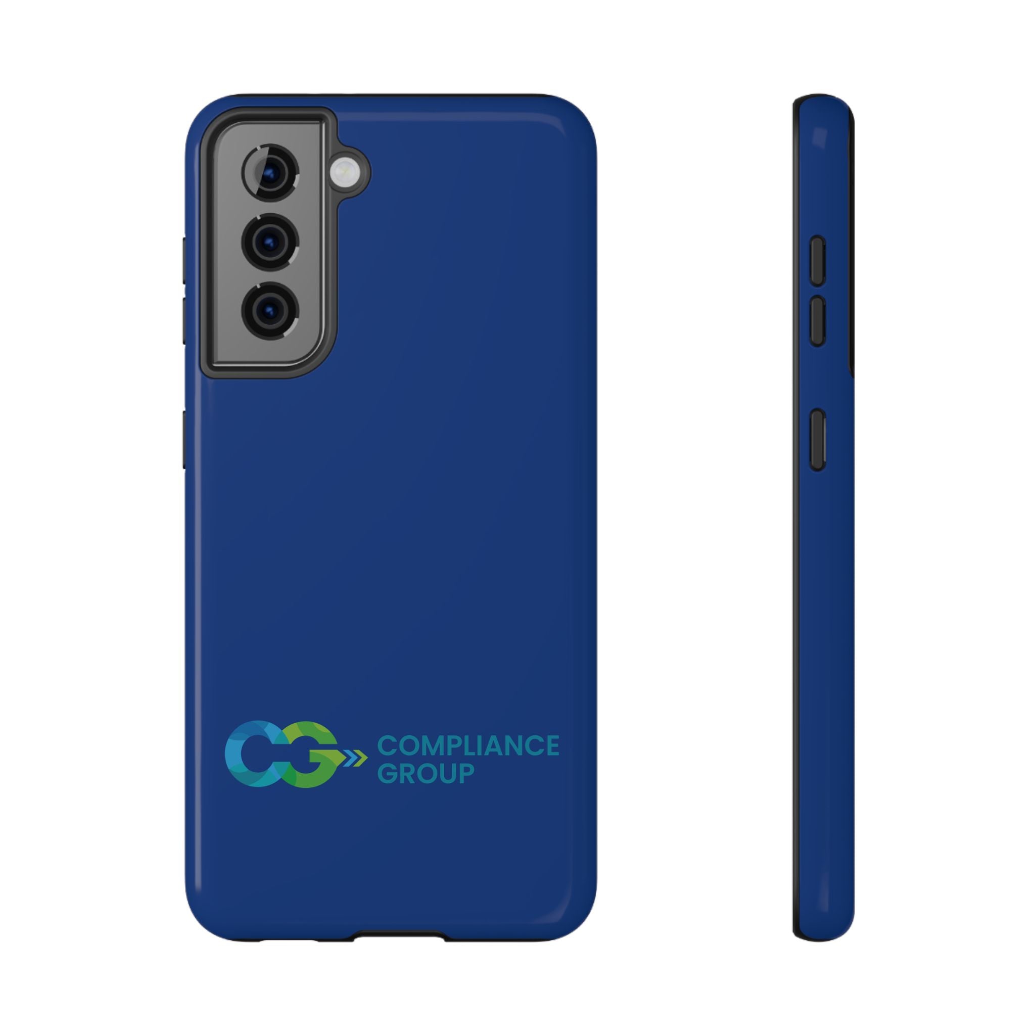 Impact-Resistant Phone Case — Navy with Compliance Group Logo