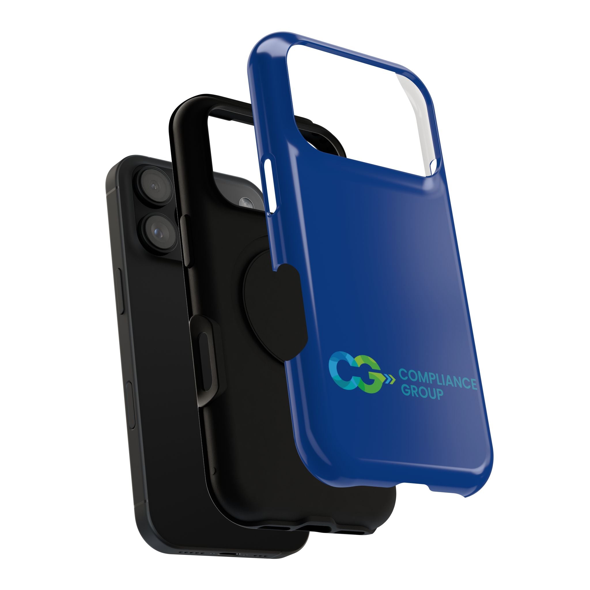 Impact-Resistant Phone Case — Navy with Compliance Group Logo