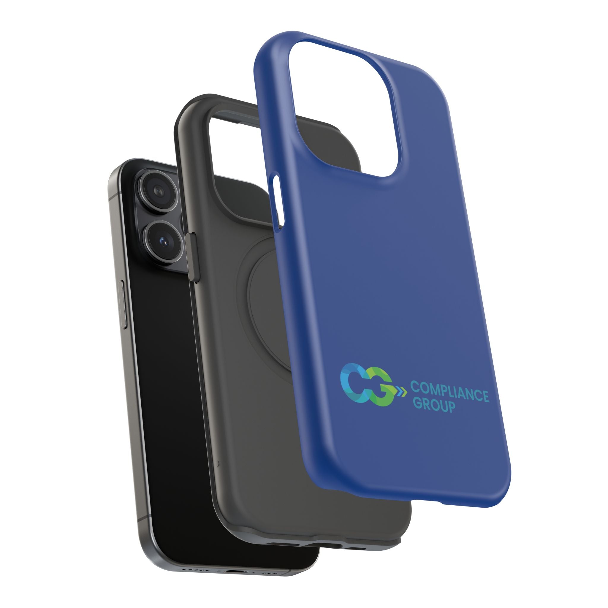 Impact-Resistant Phone Case — Navy with Compliance Group Logo