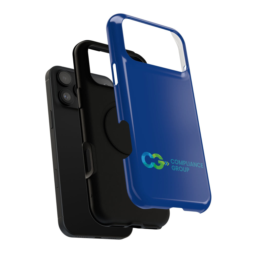 Impact-Resistant Phone Case — Navy with Compliance Group Logo