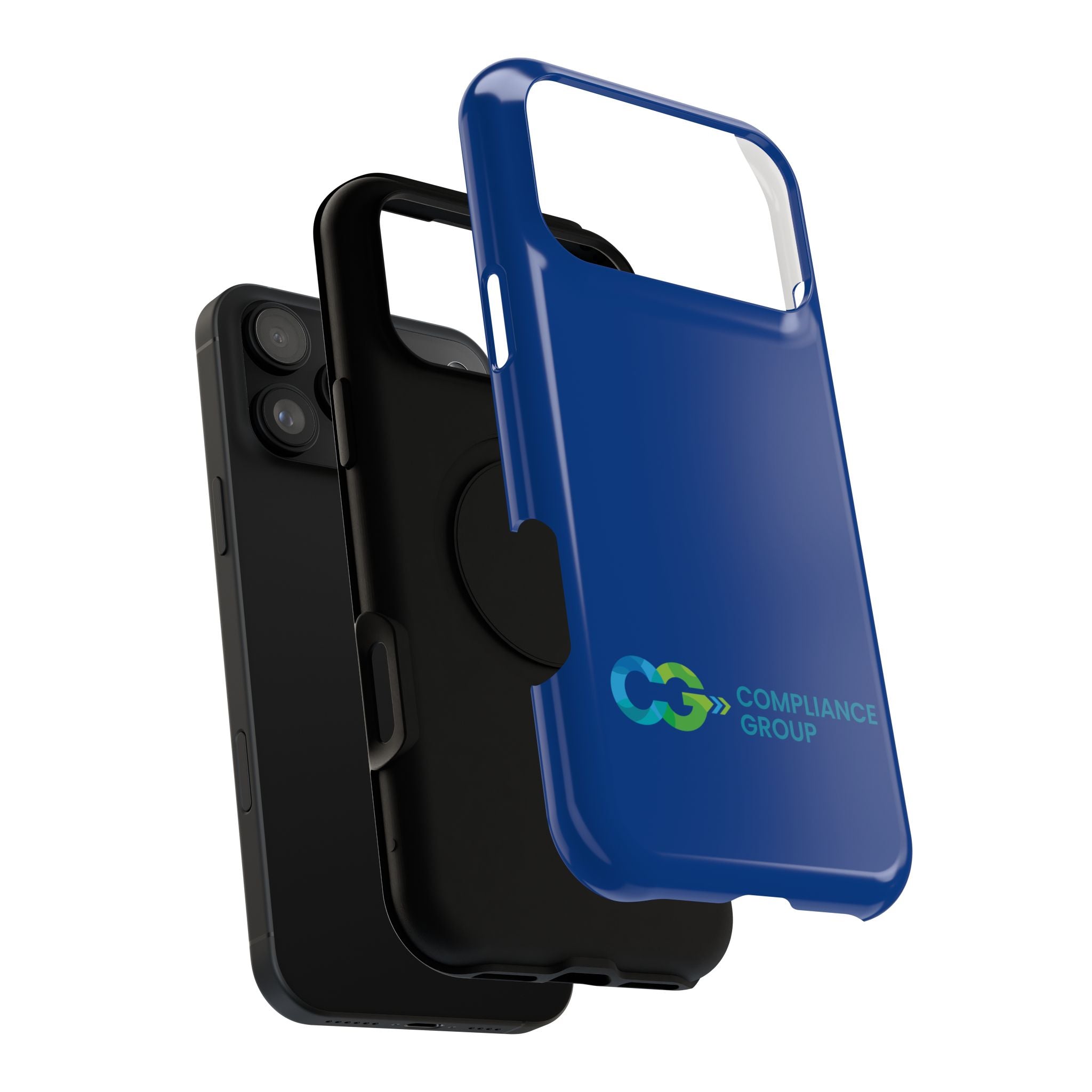 Impact-Resistant Phone Case — Navy with Compliance Group Logo