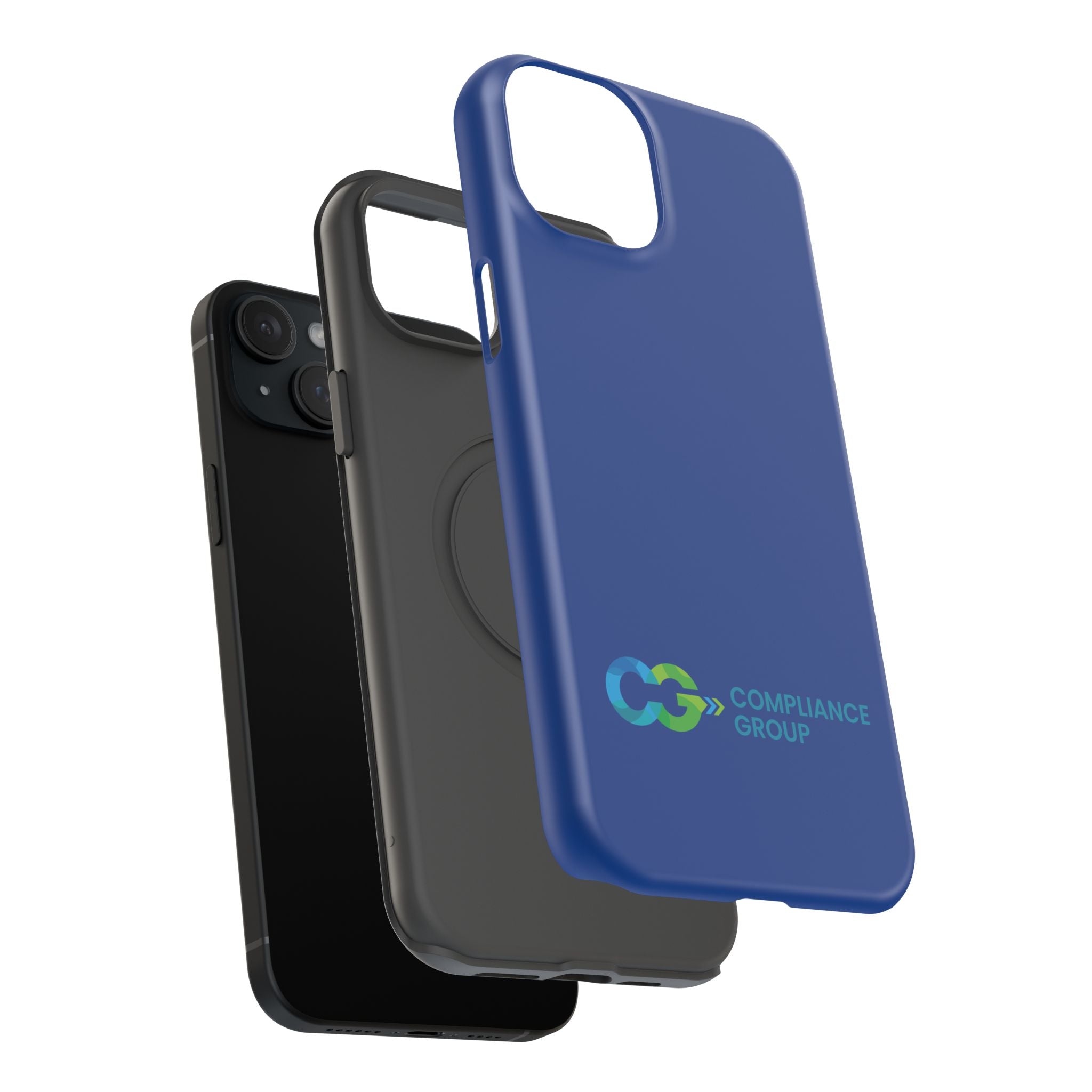 Impact-Resistant Phone Case — Navy with Compliance Group Logo