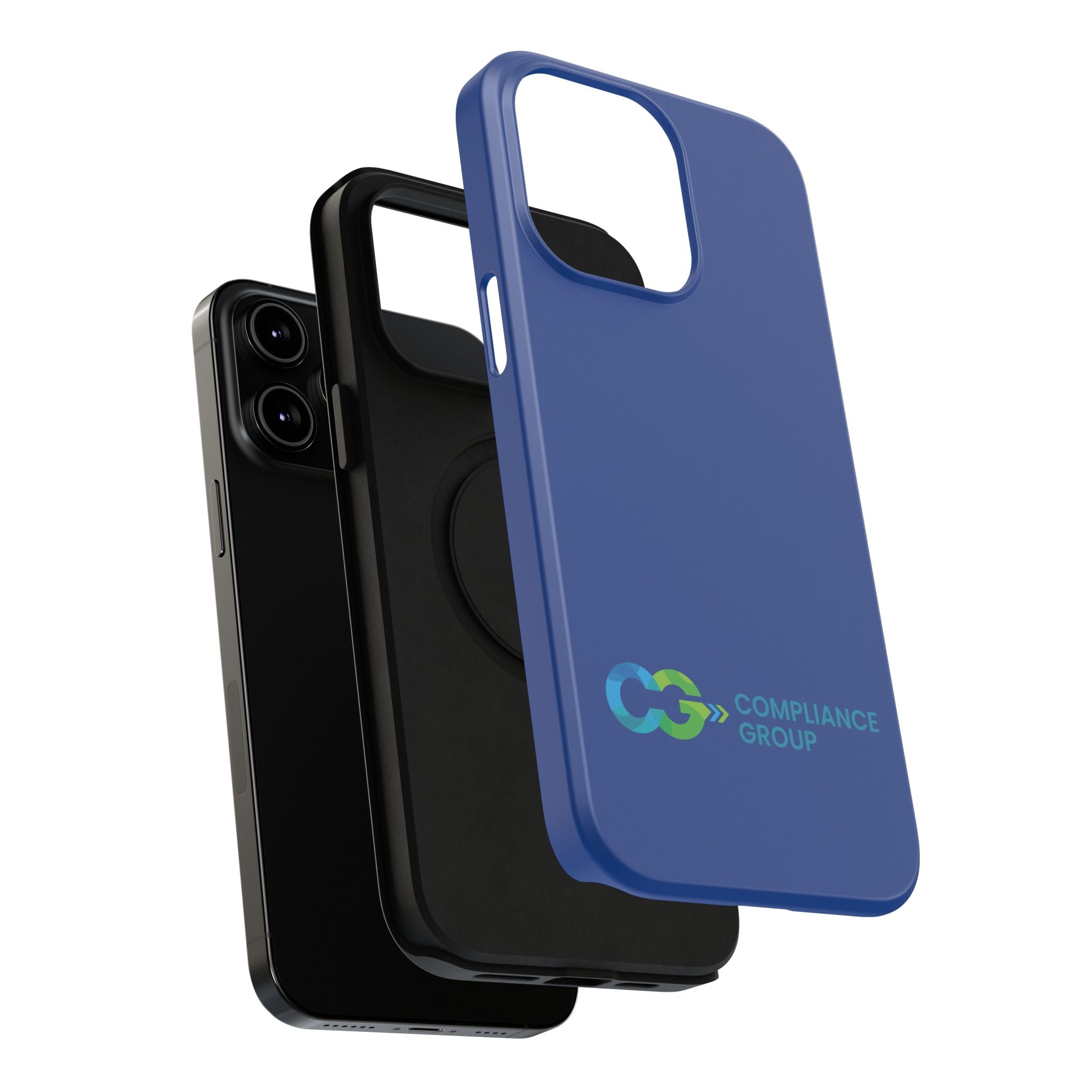 Impact-Resistant Phone Case — Navy with Compliance Group Logo